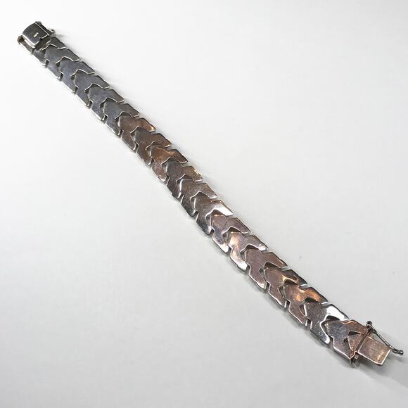 VTG Milor Sterling Silver Dragon Scale Heavy Bracelet Art Deco Textured Puffy - Picture 7 of 11